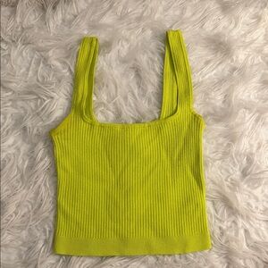 Garage Neon Yellow Ribbed Crop Top Xs